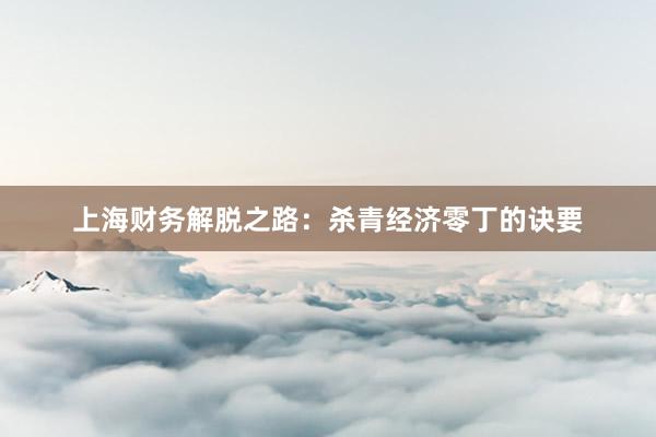 上海财务解脱之路：杀青经济零丁的诀要